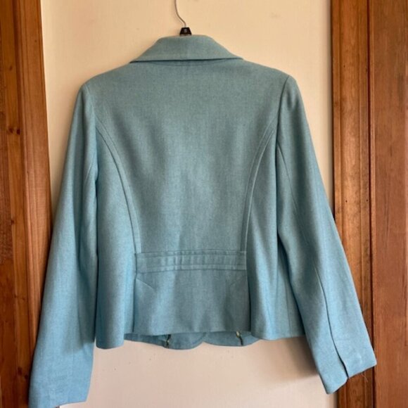 TALBOTS Sky Blue Wool Blend Long Sleeve Envelope Pocket Blazer 12 - Picture 9 of 16